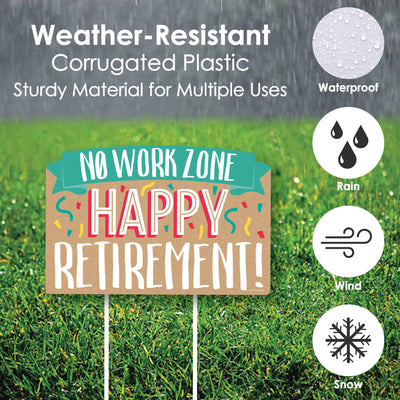 Retirement - Retirement Party Yard Sign Lawn Decorations - No Work Zone Happy Retirement Party Yardy Sign