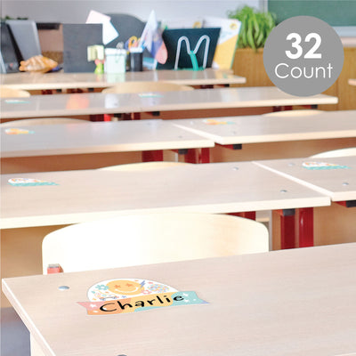 Retro Pastel - DIY Blank Paper Desk or Locker Labels - Classroom Name Tags - Set of 32