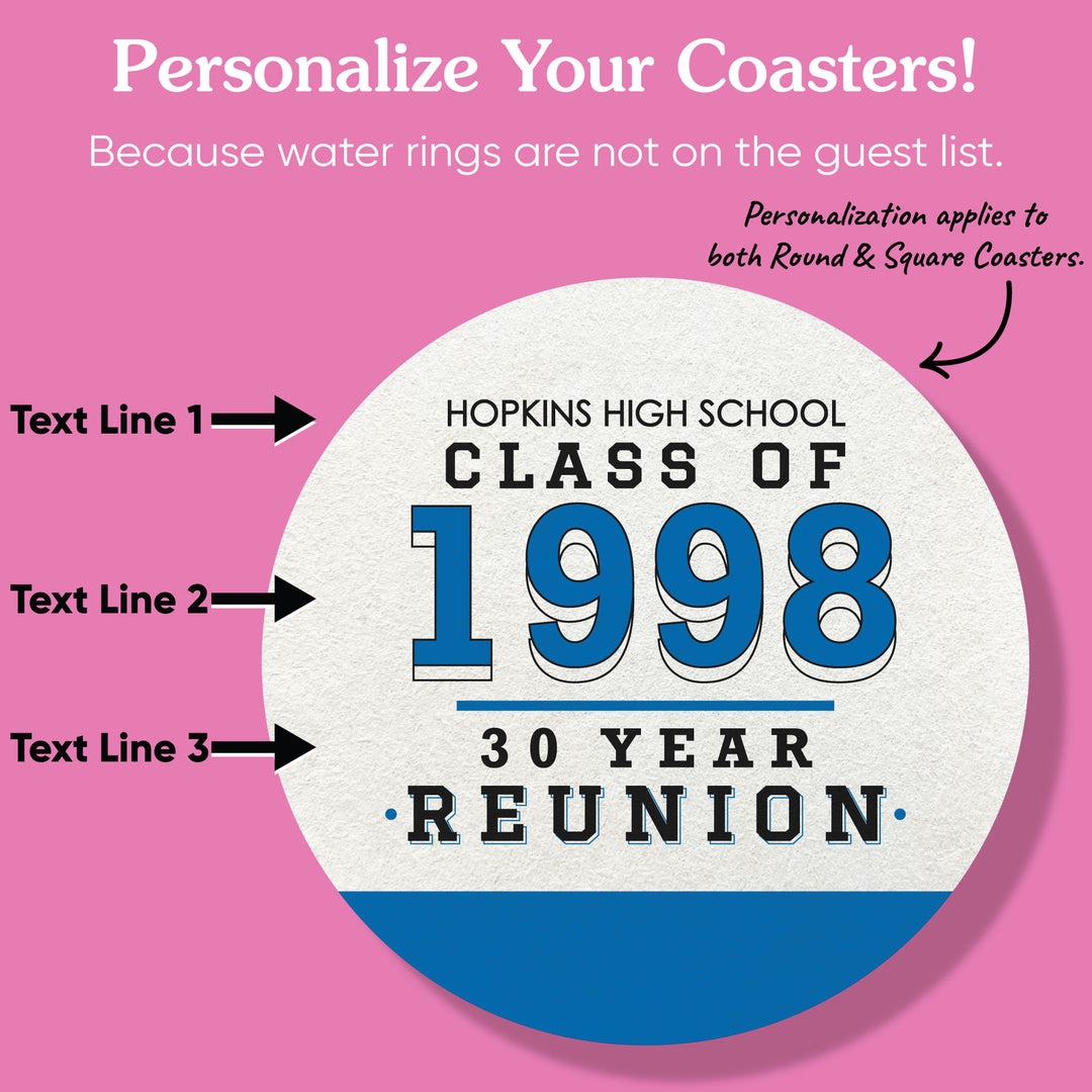 Custom Text Coasters - Class Reunion