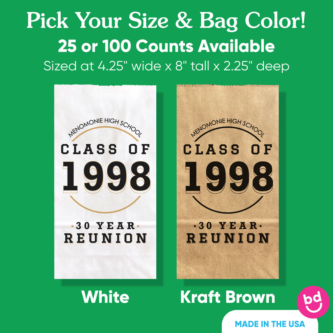 Custom Text Popcorn Bags - Class Reunion