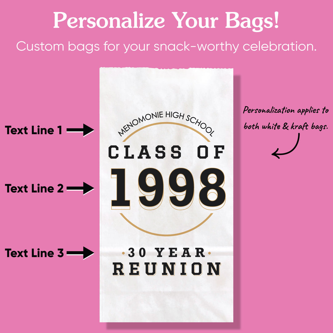 Custom Text Popcorn Bags - Class Reunion