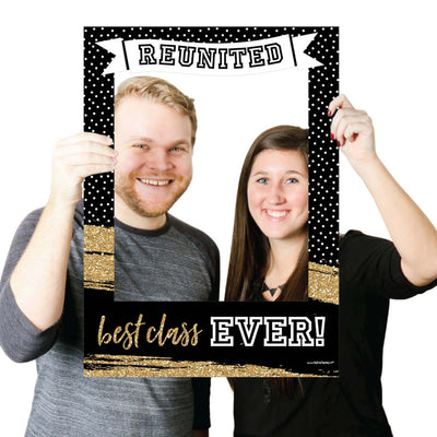 Reunited - School Class Reunion Party Selfie Photo Booth Picture Frame & Props - Printed on Sturdy Material