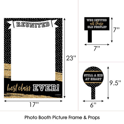 Reunited - School Class Reunion Party Selfie Photo Booth Picture Frame & Props - Printed on Sturdy Material