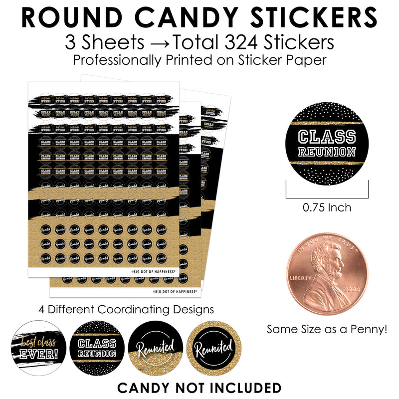 Reunited - School Class Reunion Party Small Round Candy Stickers - Party Favor Labels - 324 Count