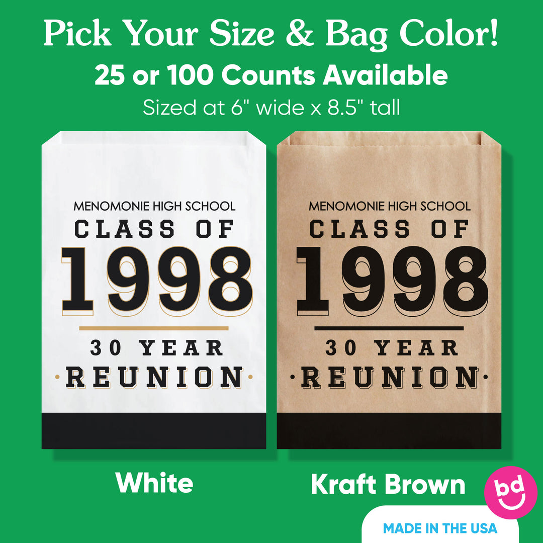 Custom Text Paper Treat Bags - Class Reunion