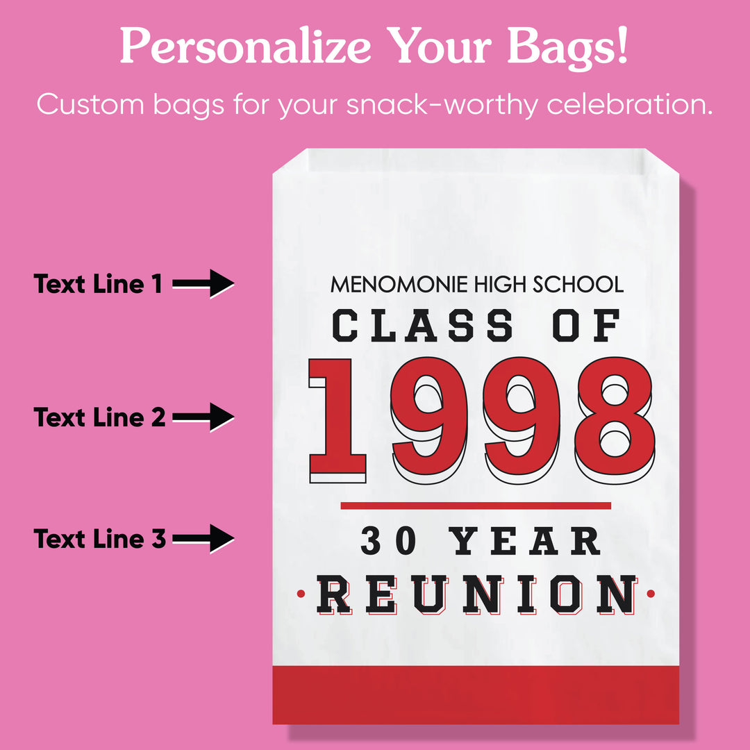 Custom Text Paper Treat Bags - Class Reunion