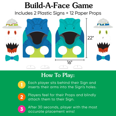 Roar Dinosaur - Dino Mite Baby Shower or Birthday Activity - 2 Player Build-A-Face Party Game