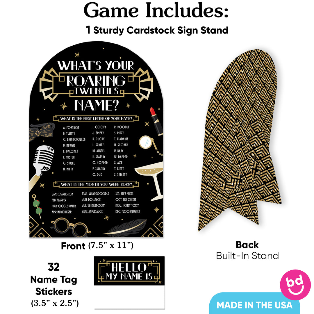 Roaring 20s What's Your Name Party Game