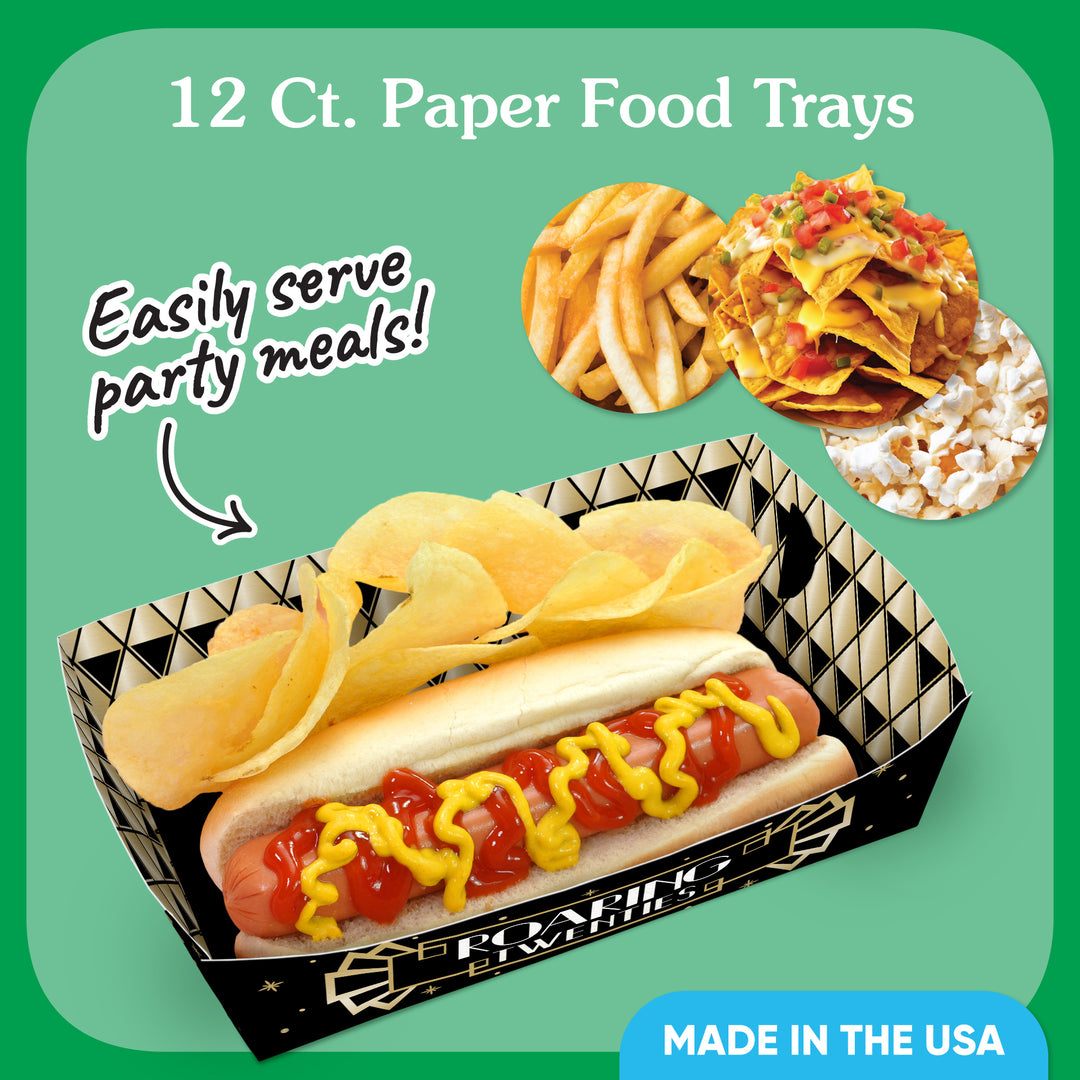 Roaring 20s Paper Food Trays - 12 Ct