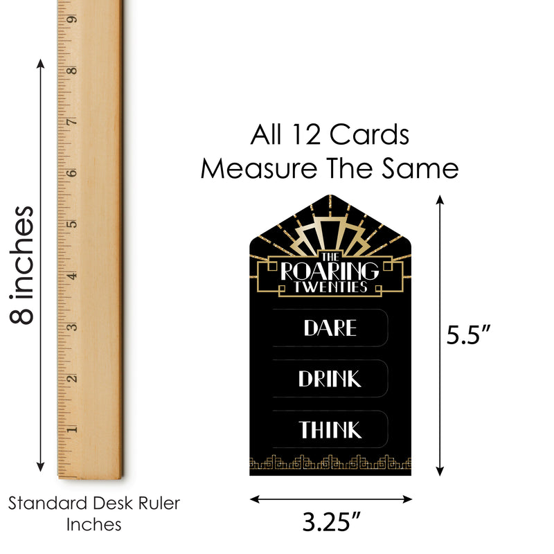 Roaring 20’s - 1920s Art Deco Jazz Party Game Pickle Cards - Dare, Drink, Think Pull Tabs - Set of 12