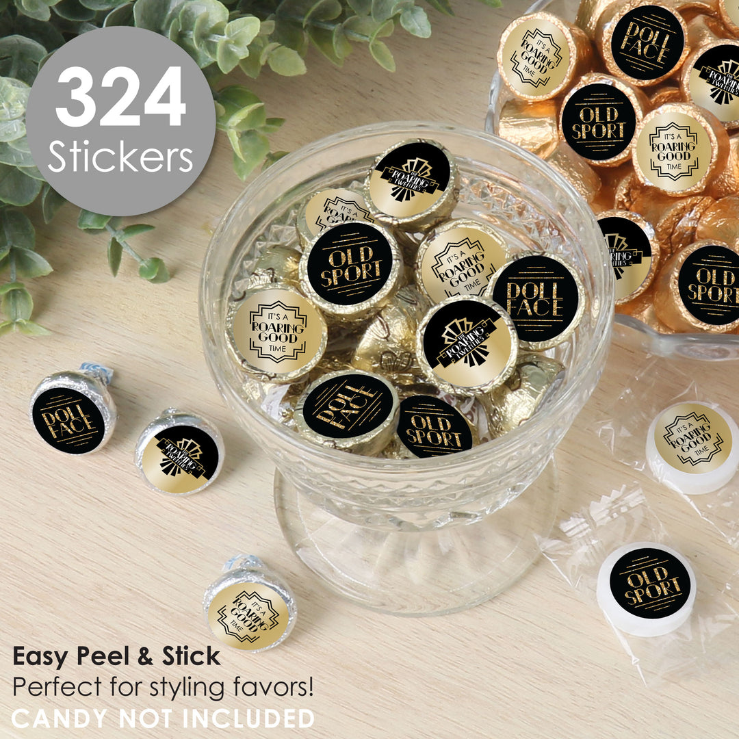 Roaring 20’s - 1920s Art Deco Jazz Party Small Round Candy Stickers - Party Favor Labels - 324 Count