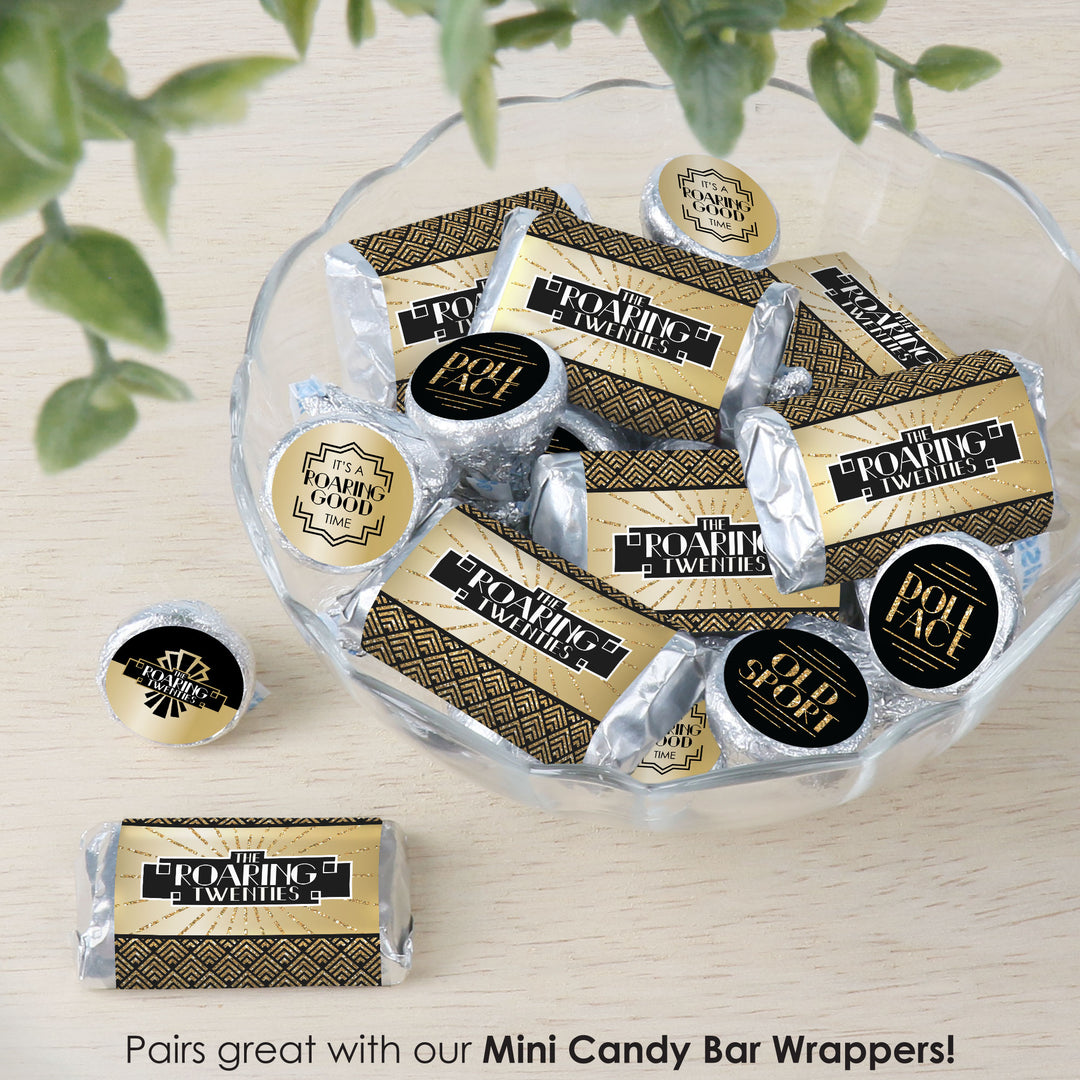 Roaring 20’s - 1920s Art Deco Jazz Party Small Round Candy Stickers - Party Favor Labels - 324 Count
