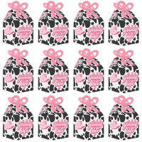 Rodeo Cowgirl - Square Favor Gift Boxes - Pink Western Party Bow Boxes - Set of 12