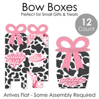 Rodeo Cowgirl - Square Favor Gift Boxes - Pink Western Party Bow Boxes - Set of 12