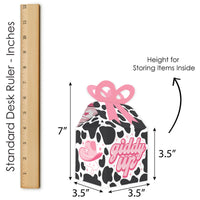 Rodeo Cowgirl - Square Favor Gift Boxes - Pink Western Party Bow Boxes - Set of 12