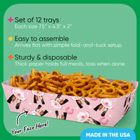 Custom Face Rodeo Cowgirl Paper Food Trays - 12 Ct