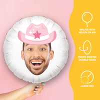 Personalized Fun Face Pink Cowboy Hat Balloon - Double Sided - 1 Ct