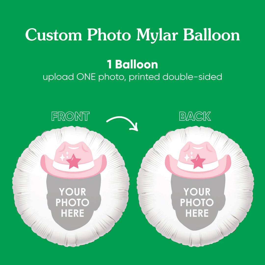 Personalized Fun Face Pink Cowboy Hat Balloon - Double Sided - 1 Ct