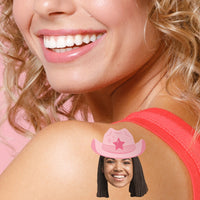 Custom Pink Cowboy Hat Temporary Tattoos - 12 Ct
