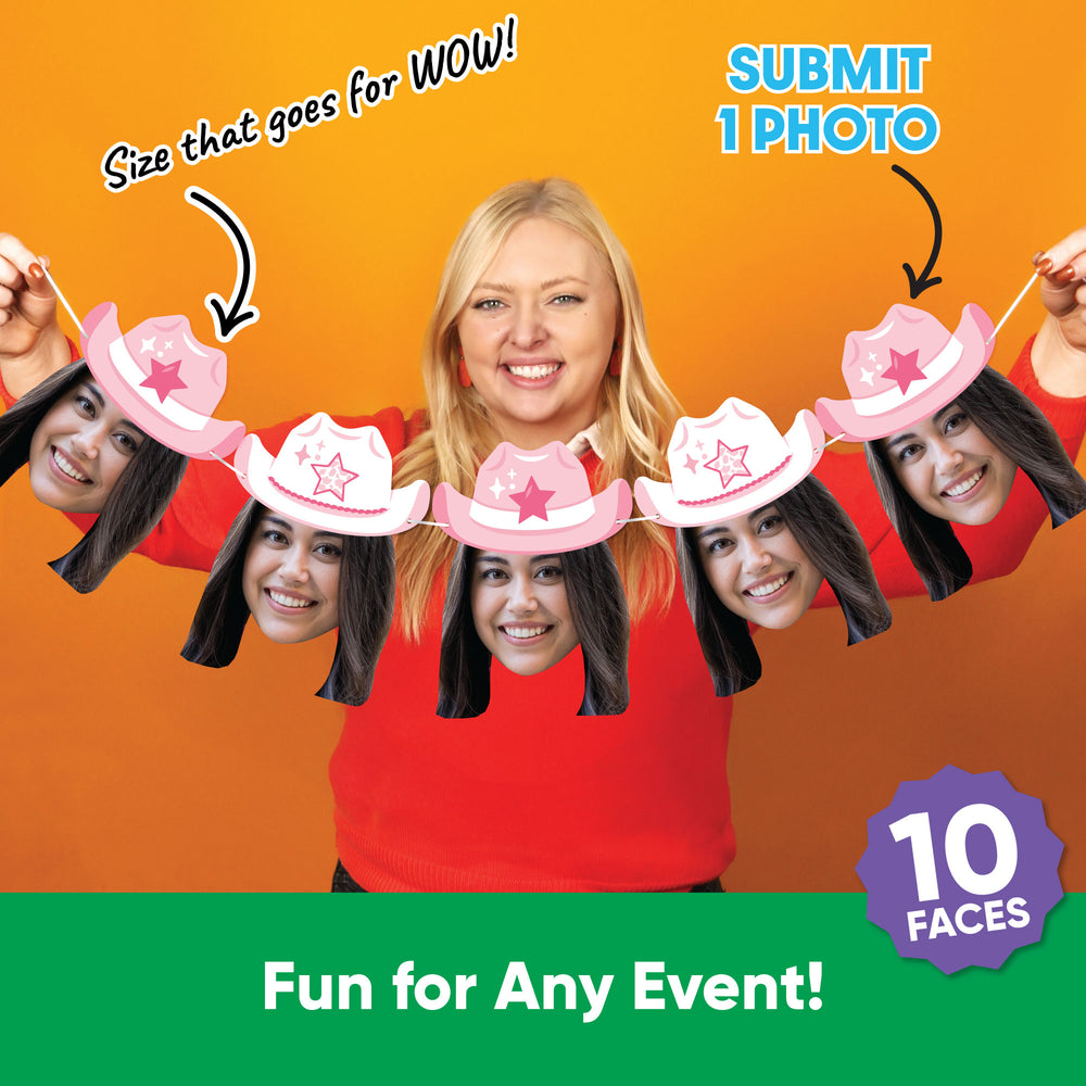 Custom Face Pink Cowgirl Hat Garland Banner