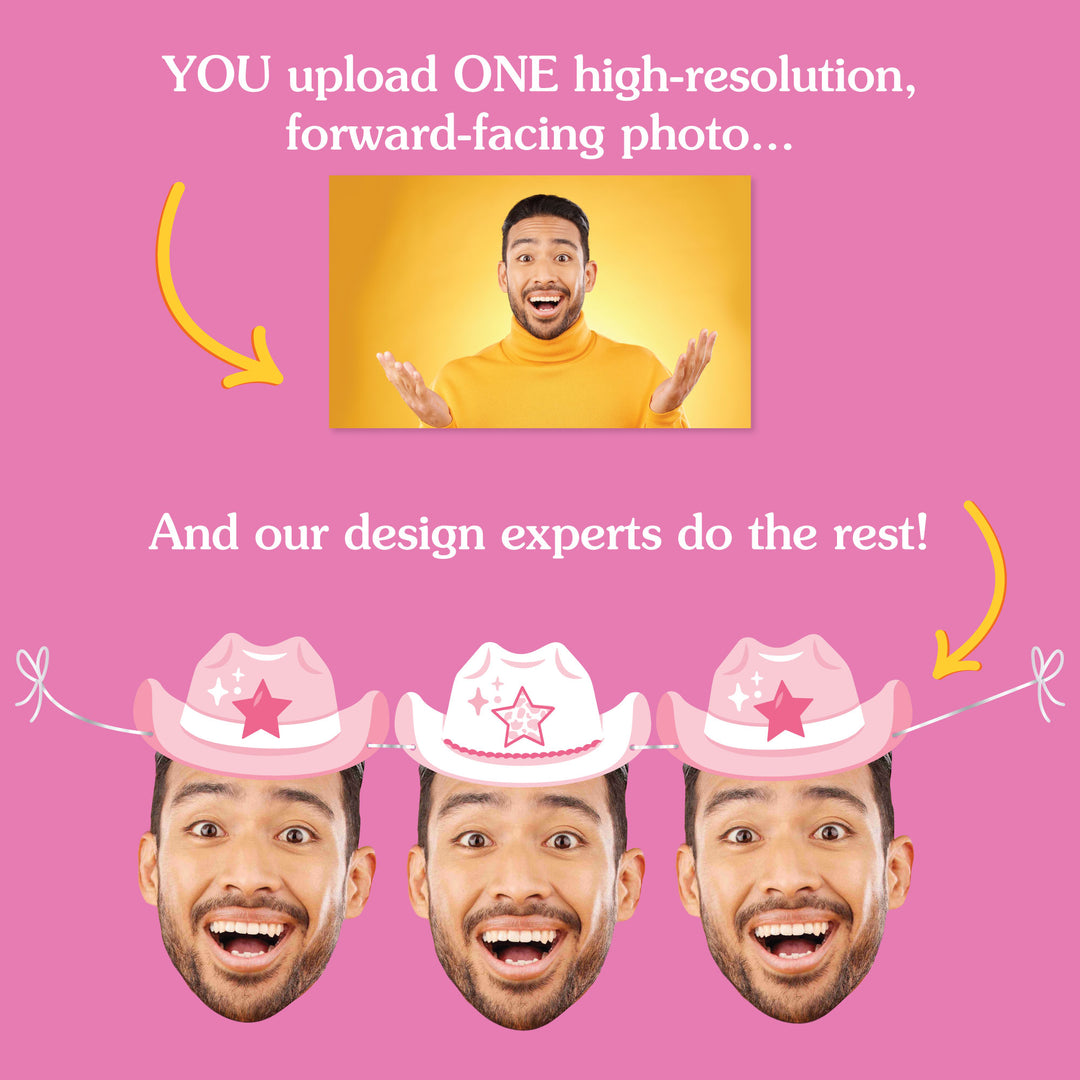 Custom Face Pink Cowgirl Hat Garland Banner