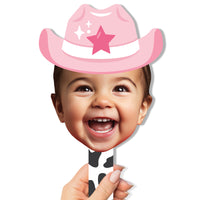 Custom Photo Last Rodeo - Pink Cowgirl Bachelorette Party Head Cut Out Photo Booth and Fan Props - Fun Face Cutout Paddles - Set of 6