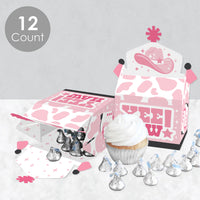 Rodeo Cowgirl - Treat Box Party Favors - Pink Western Party Goodie Gable Boxes - Set of 12