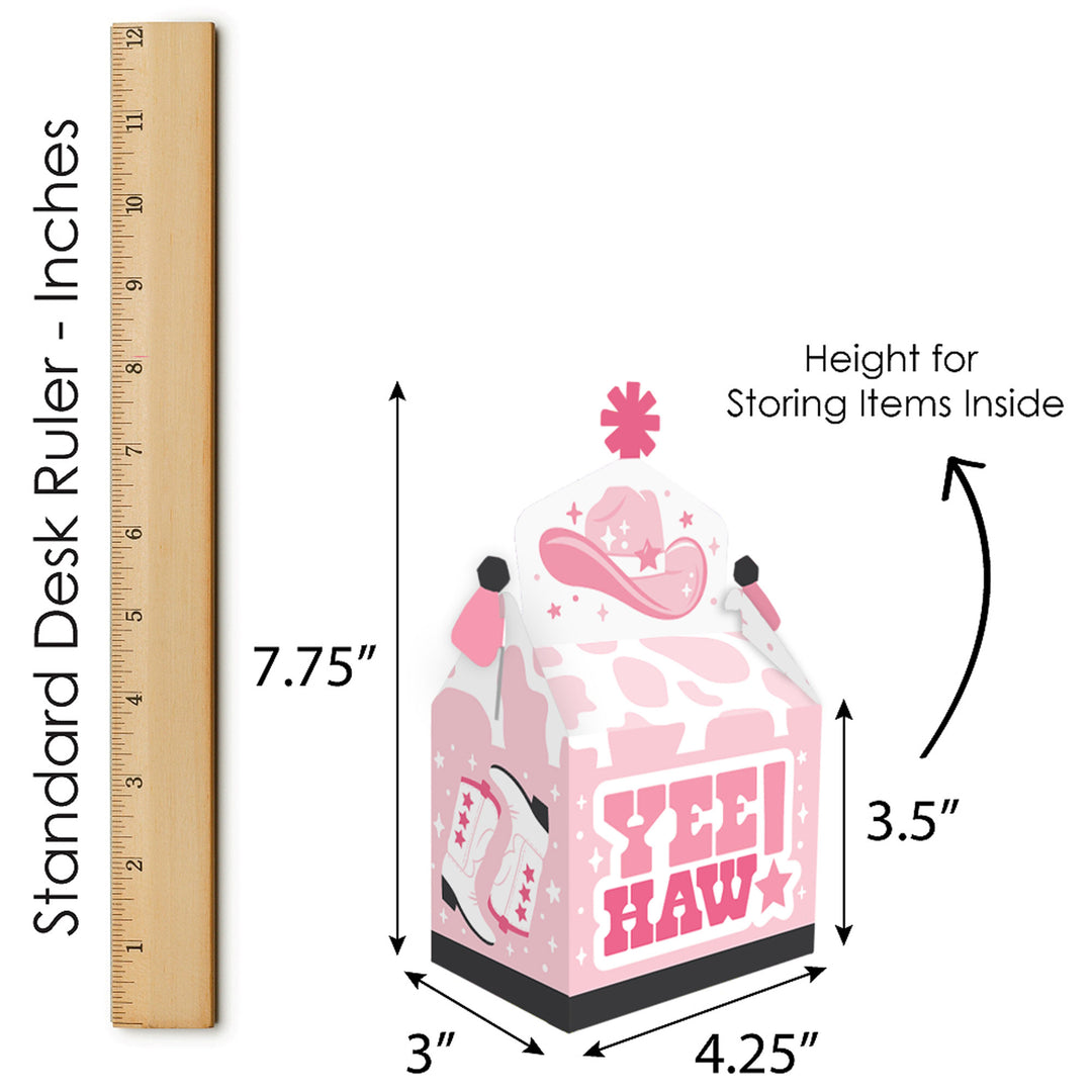 Rodeo Cowgirl - Treat Box Party Favors - Pink Western Party Goodie Gable Boxes - Set of 12