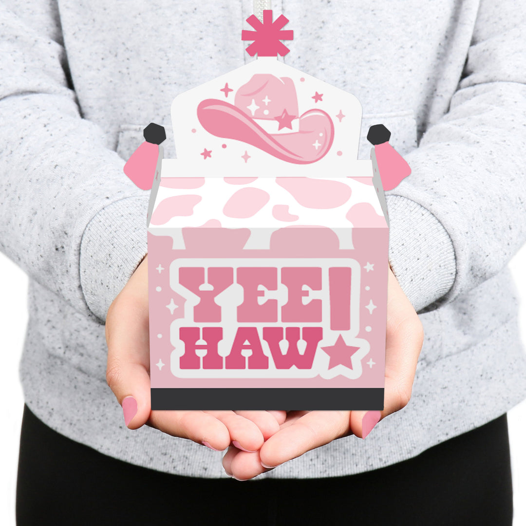 Rodeo Cowgirl - Treat Box Party Favors - Pink Western Party Goodie Gable Boxes - Set of 12