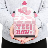 Rodeo Cowgirl - Treat Box Party Favors - Pink Western Party Goodie Gable Boxes - Set of 12