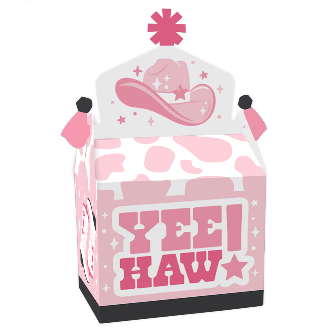 Rodeo Cowgirl - Treat Box Party Favors - Pink Western Party Goodie Gable Boxes - Set of 12