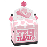 Rodeo Cowgirl - Treat Box Party Favors - Pink Western Party Goodie Gable Boxes - Set of 12