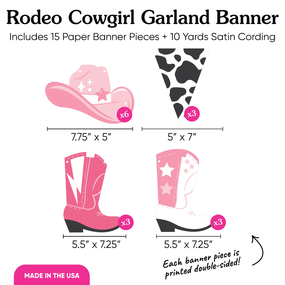 Rodeo Cowgirl Garland Banner - 15 Pc