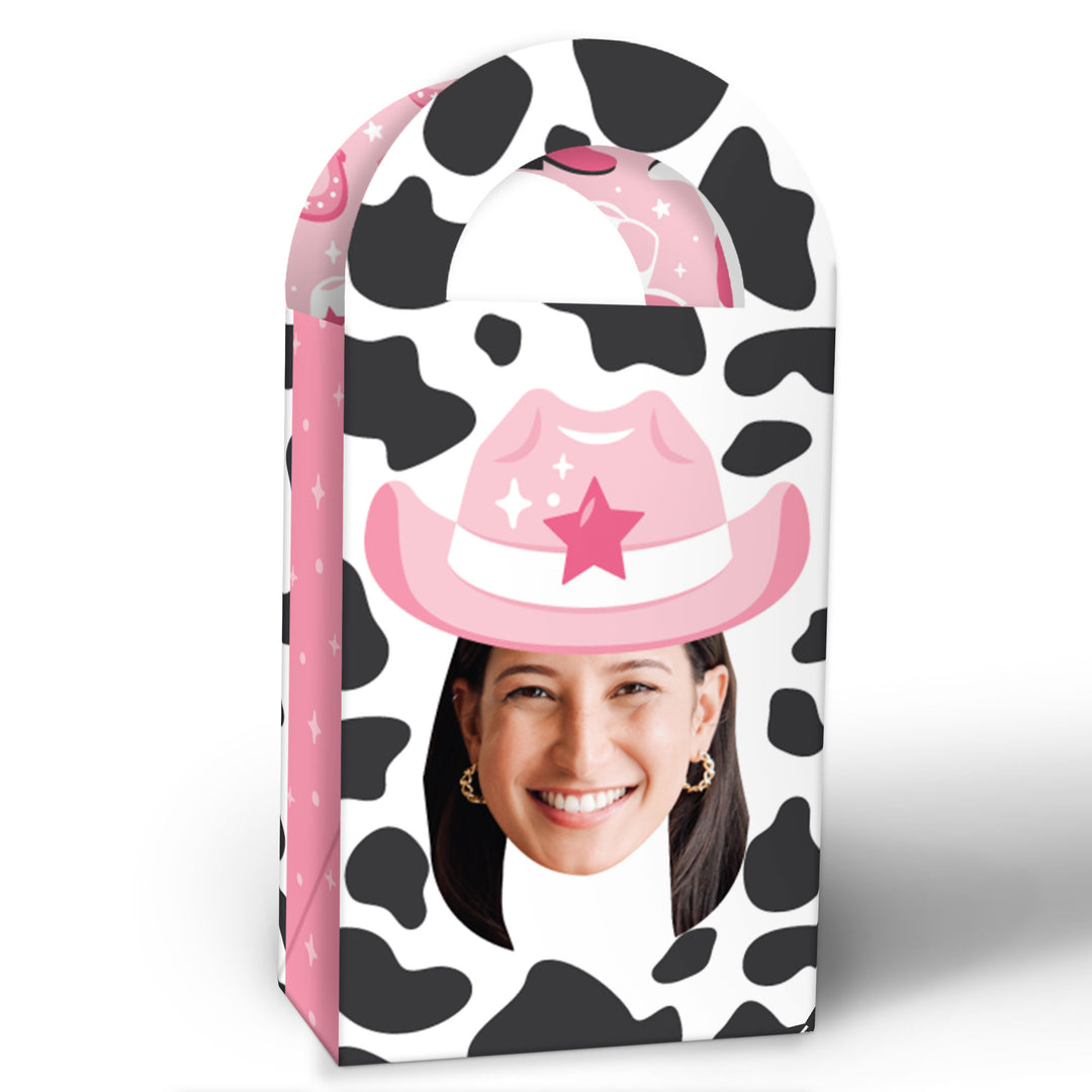 Custom Face Rodeo Cowgirl Paper Favor Bags - 12 Ct