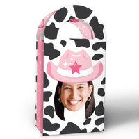 Custom Face Rodeo Cowgirl Paper Favor Bags - 12 Ct
