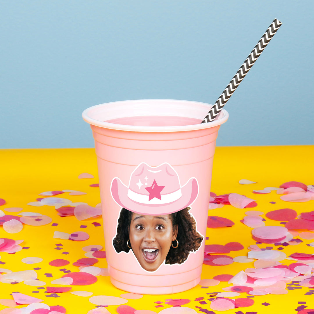 Custom Face Party Cups - Rodeo Cowgirl - 16 Ct