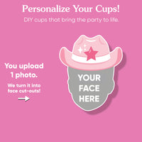 Custom Face Party Cups - Rodeo Cowgirl - 16 Ct