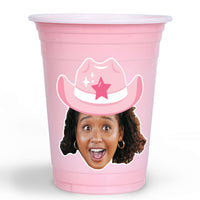 Custom Face Party Cups - Rodeo Cowgirl - 16 Ct