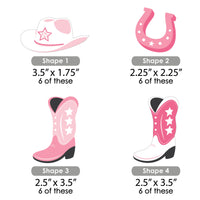 Rodeo Cowgirl - DIY Shaped Pink Western Party Cut-Outs - 24 Count