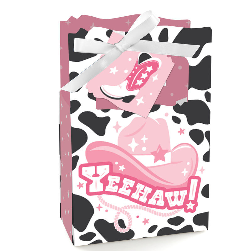 Rodeo Cowgirl - Pink Western Party Favor Boxes - Set of 12