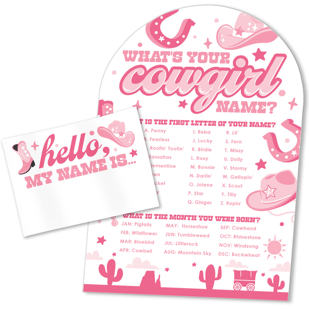 Rodeo Cowgirl What's Your Name Party Game