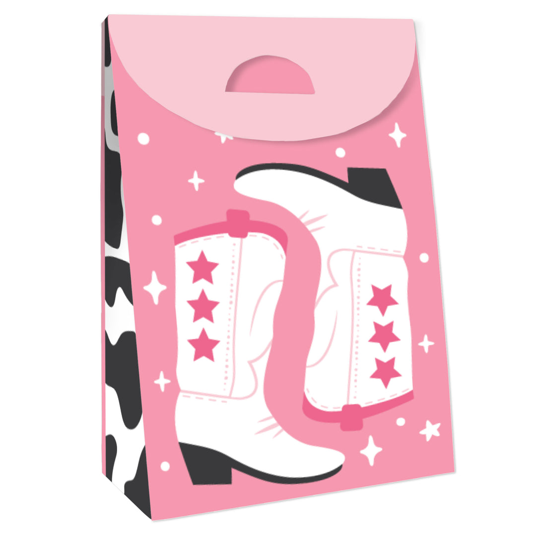 Rodeo Cowgirl - Pink Western Gift Favor Bags - Party Goodie Boxes - Set of 12