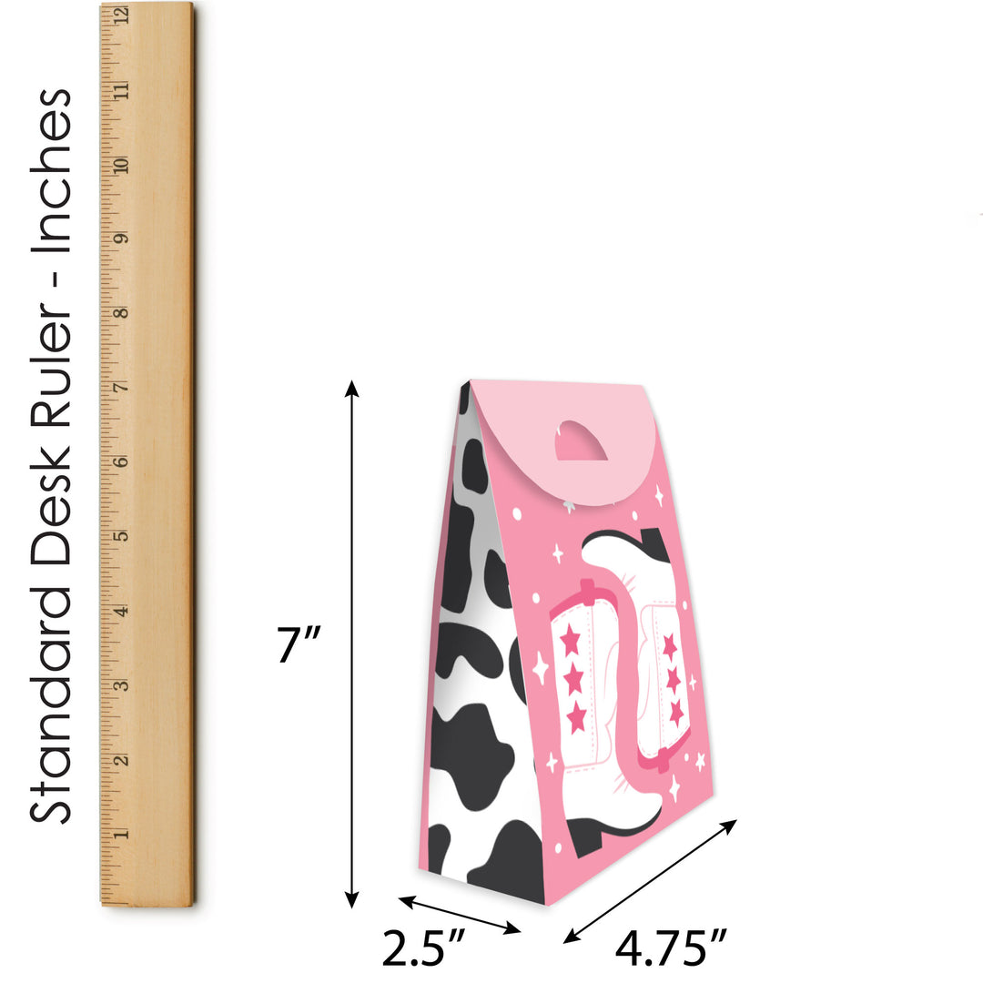 Rodeo Cowgirl - Pink Western Gift Favor Bags - Party Goodie Boxes - Set of 12