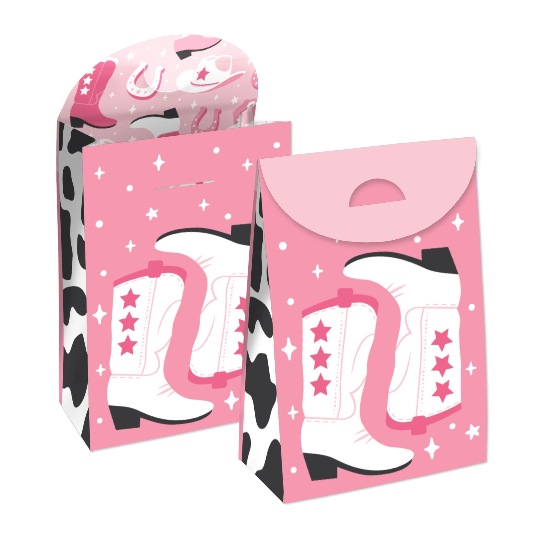 Pink Rodeo Theme Gable Box Rodeo Cowgirl - Pink Western Gift Favor Bags - Party Goodie Boxes - Set ...