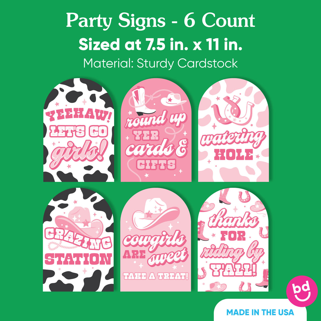Rodeo Cowgirl Party Signs Set - 6 Ct