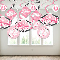 Rodeo Cowgirl - Pink Western Party Hanging Decor - Party Decoration Swirls - Set of 40