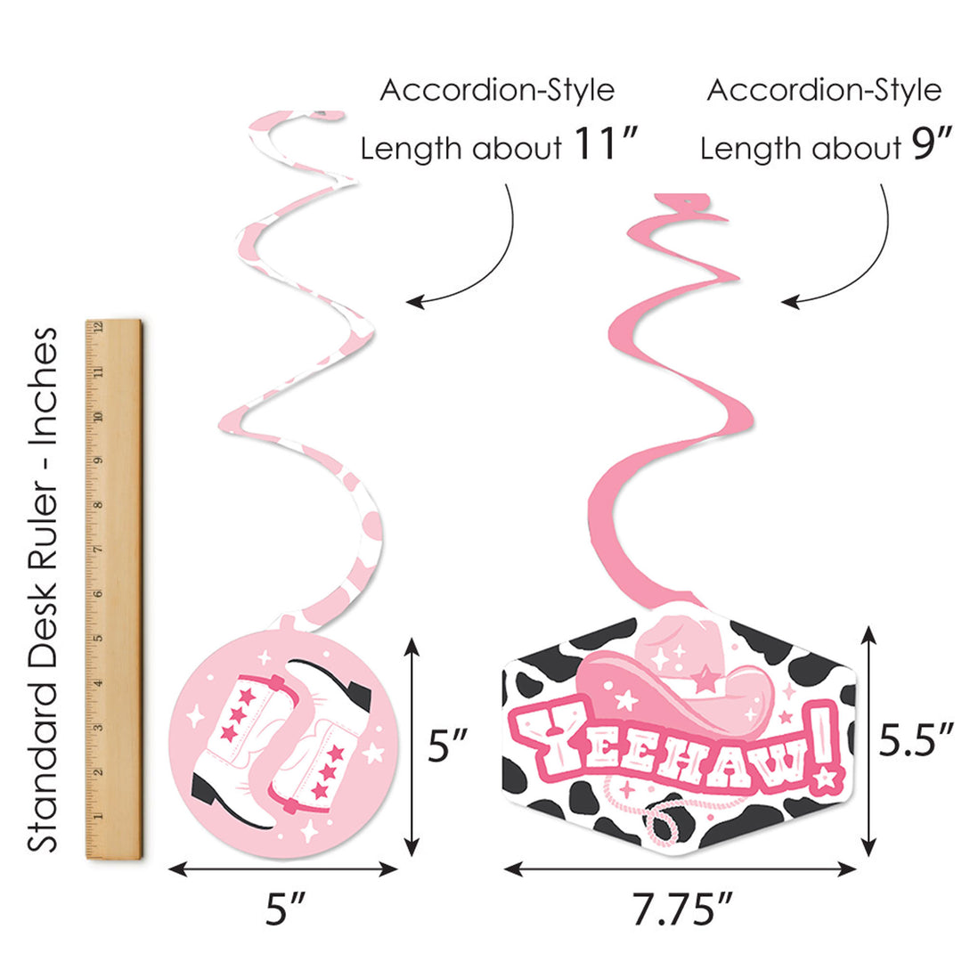 Rodeo Cowgirl - Pink Western Party Hanging Decor - Party Decoration Swirls - Set of 40