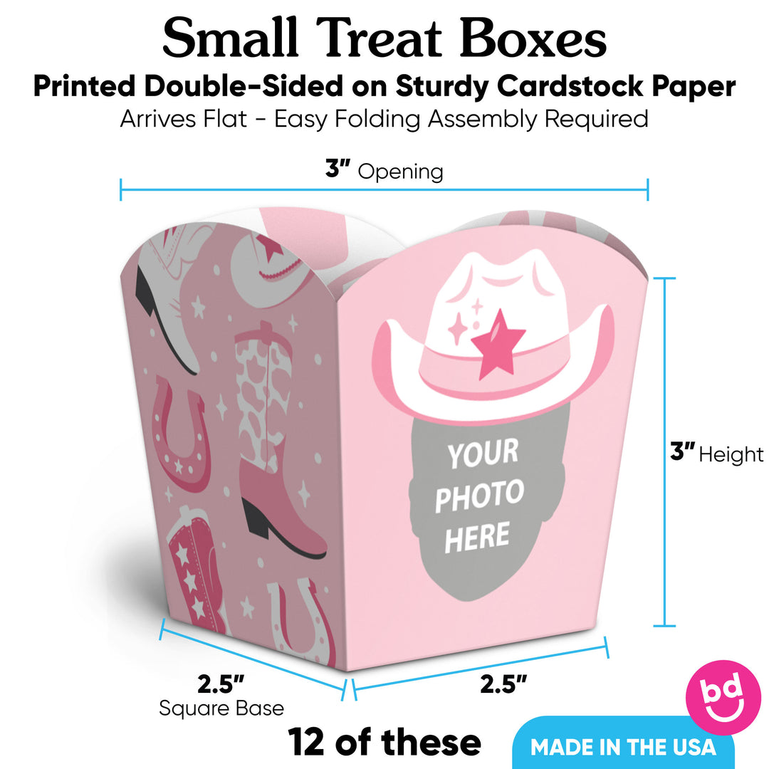 Custom Face Rodeo Cowgirl Treat Boxes - 12 Ct