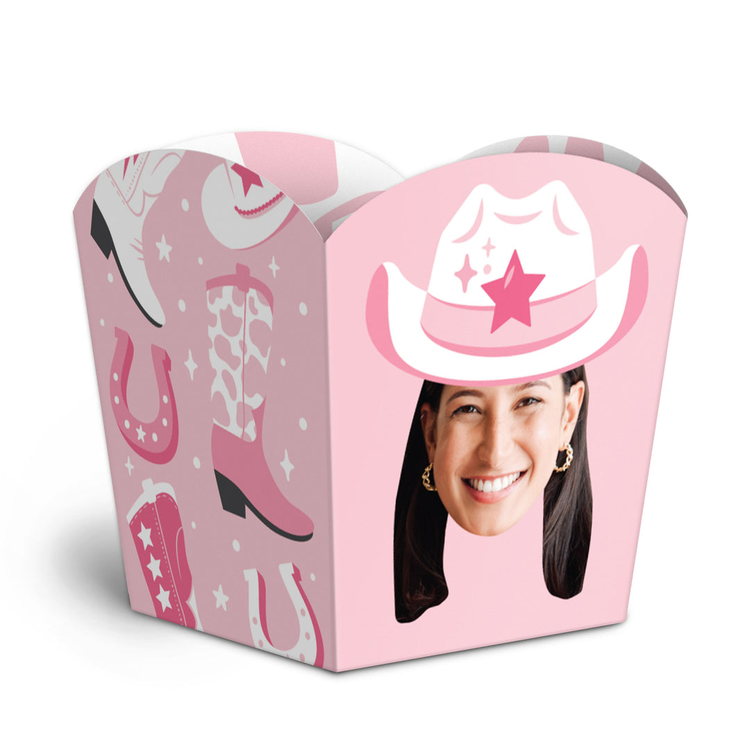 Custom Face Rodeo Cowgirl Treat Boxes - 12 Ct