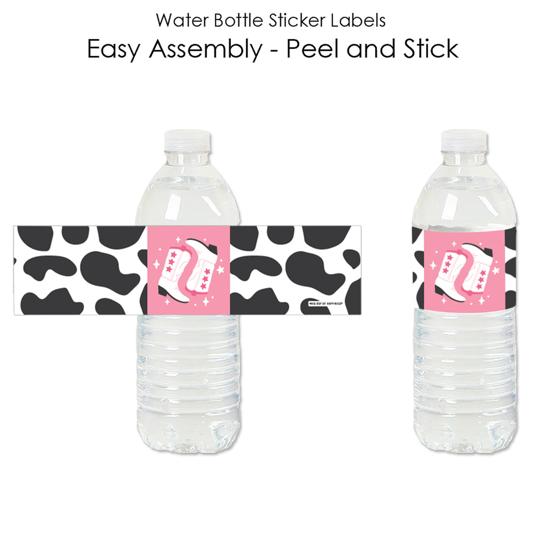 Rodeo Cowgirl - Pink Western Party Water Bottle Sticker Labels - Set of 20